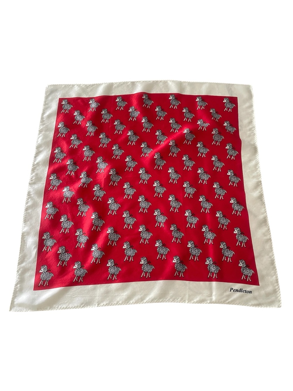 Vintage Pendleton Silk Scarf 21.5” Square Red Black Ivory Women’s